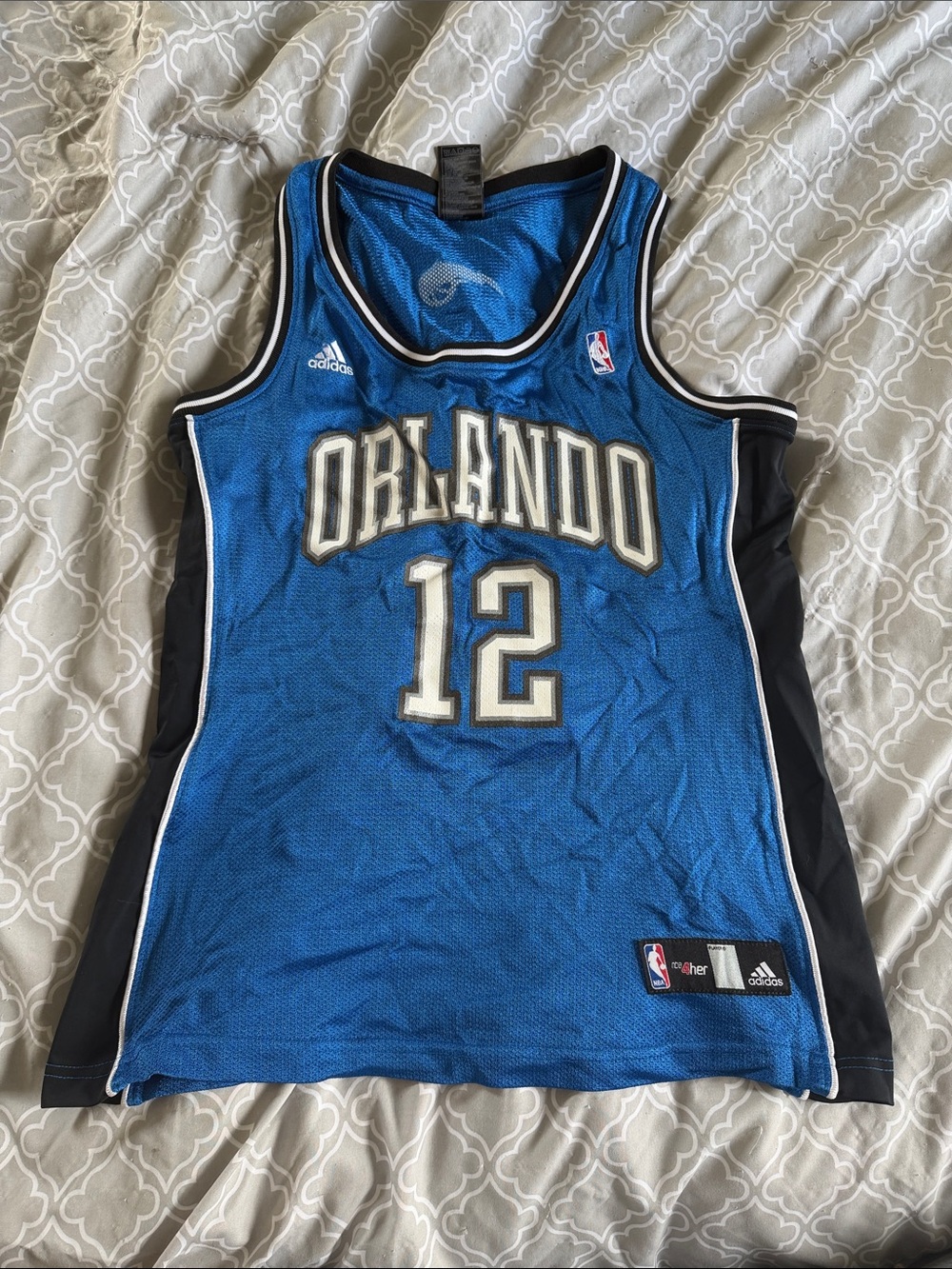 adidas Orlando Blue and Black #12 Basketball Jersey